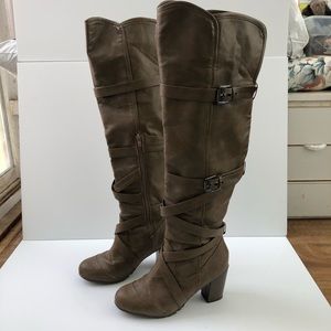 COPY - Knee high over the knee tan high heel boots